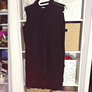 Maje Roller Black Goatskin Leather Studded Sleeveless Dress Size 2/US M